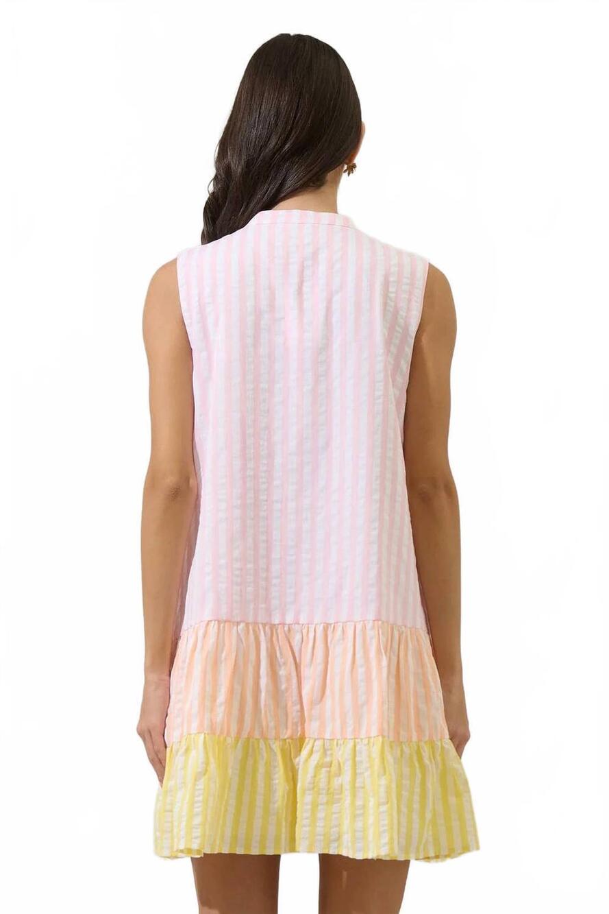 NEW SUGARLIPS addely striped color block shift mini dress in pink stripe - Picture 2 of 5